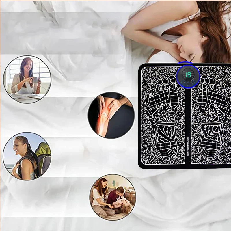 Electric Foot Massager Pad with EMS Technology – Deep Muscle Relaxation & Blood Circulation Device